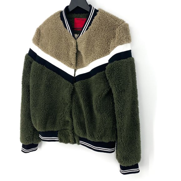 EMORY PARK Chevron ColorBlock Sherpa Bomber Jacket - Picture 3 of 16